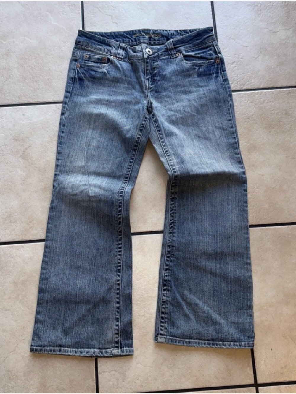 Y2k American Eagle Boyfriend Low Rise Bootcut Jeans Size 32x29 Short 2000s Denim